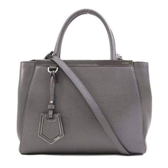 FENDI Gray Leather Shoulder Bag